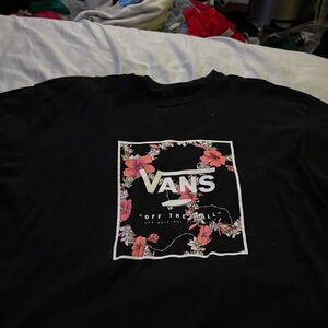Vans Black Tee with Pink Floral Design
